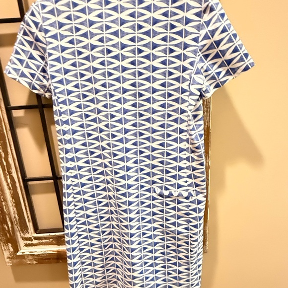 J. McLaughlin NWT Sonnet Dress . Off White /Blue textured Fretwork.Size M - Picture 3 of 12